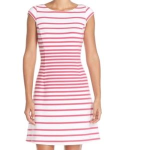 LILLY PULITZER Sonny Fit Flare Pink White Stripe Short Sleeve Dress